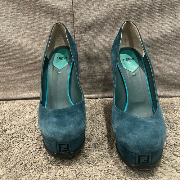 Fendi Women's Blue Suede Heels - Picture 2 of 5